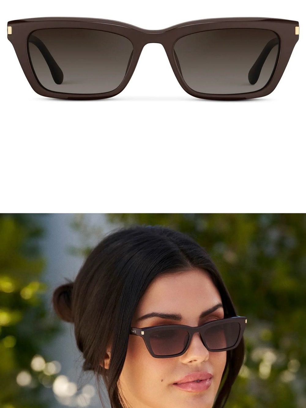 WMP New Sienna Mocha Brown Gradient Subtle Cat Eye Sunglasses